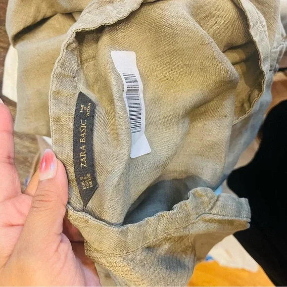 Zara chocolate mocha Brown Linen Button-Up Shirt Minimalist Quiet Luxury - Picture 5 of 5